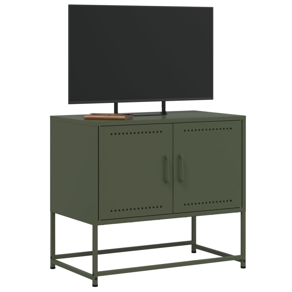 vidaXL Dulap TV, verde măsliniu, 68,5x39x60,5 cm, oțel vidaXL Dulap TV, verde măsliniu, 68,5x39x60,5 cm, oțel