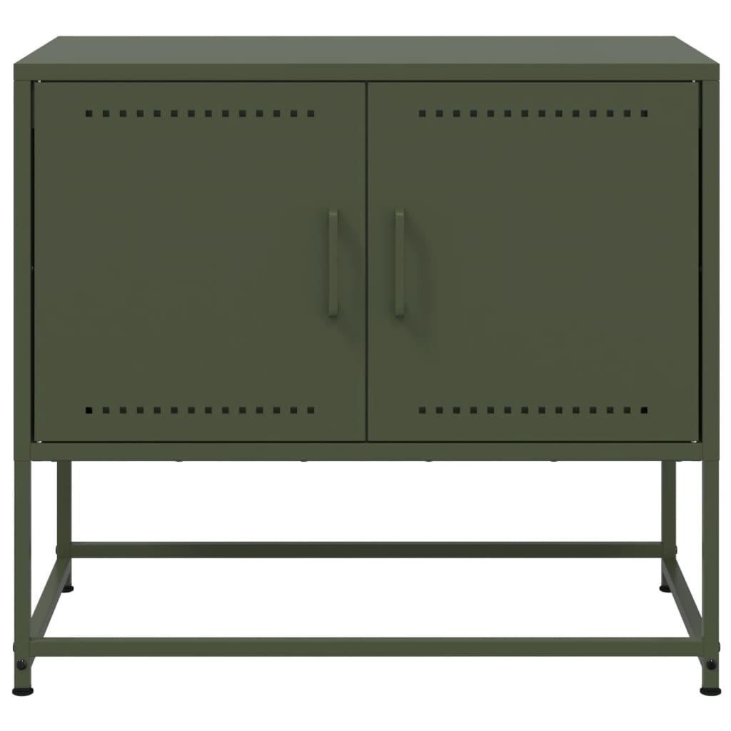 vidaXL Dulap TV, verde măsliniu, 68,5x39x60,5 cm, oțel vidaXL Dulap TV, verde măsliniu, 68,5x39x60,5 cm, oțel