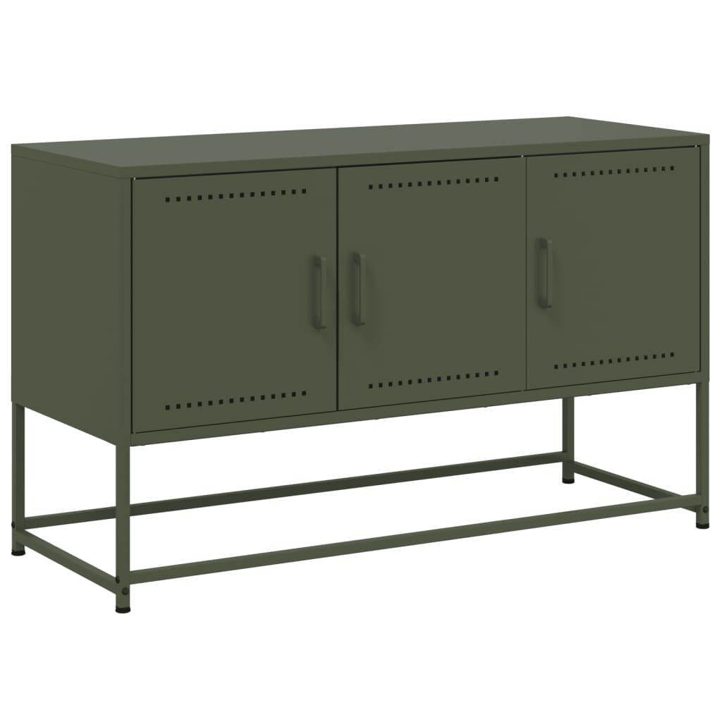 vidaXL Dulap TV, verde măsliniu, 100,5x39x60,5 cm, oțel vidaXL Dulap TV, verde măsliniu, 100,5x39x60,5 cm, oțel