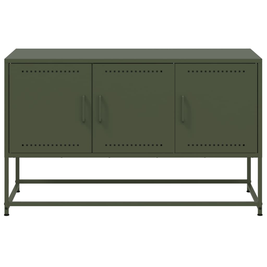 vidaXL Dulap TV, verde măsliniu, 100,5x39x60,5 cm, oțel vidaXL Dulap TV, verde măsliniu, 100,5x39x60,5 cm, oțel