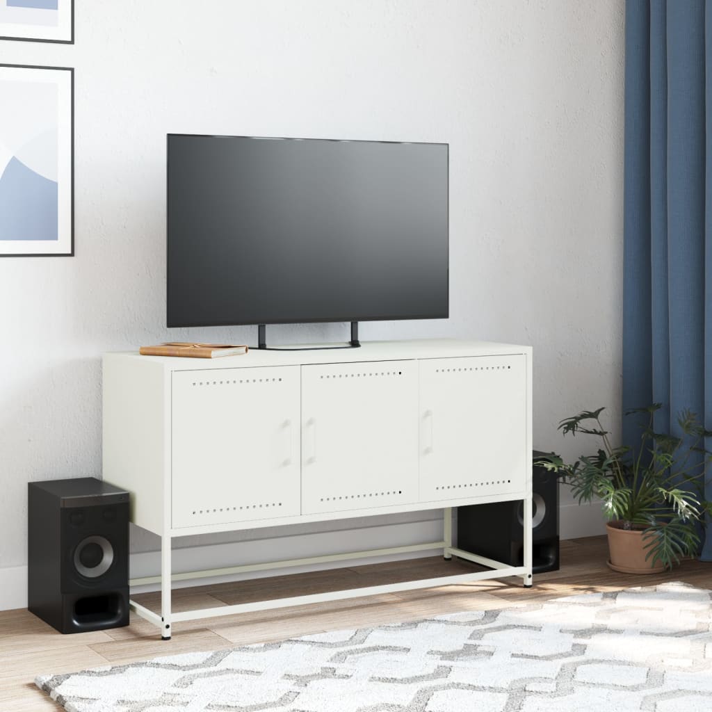 vidaXL Dulap TV, alb, 100,5x39x60,5 cm, oțel vidaXL Dulap TV, alb, 100,5x39x60,5 cm, oțel