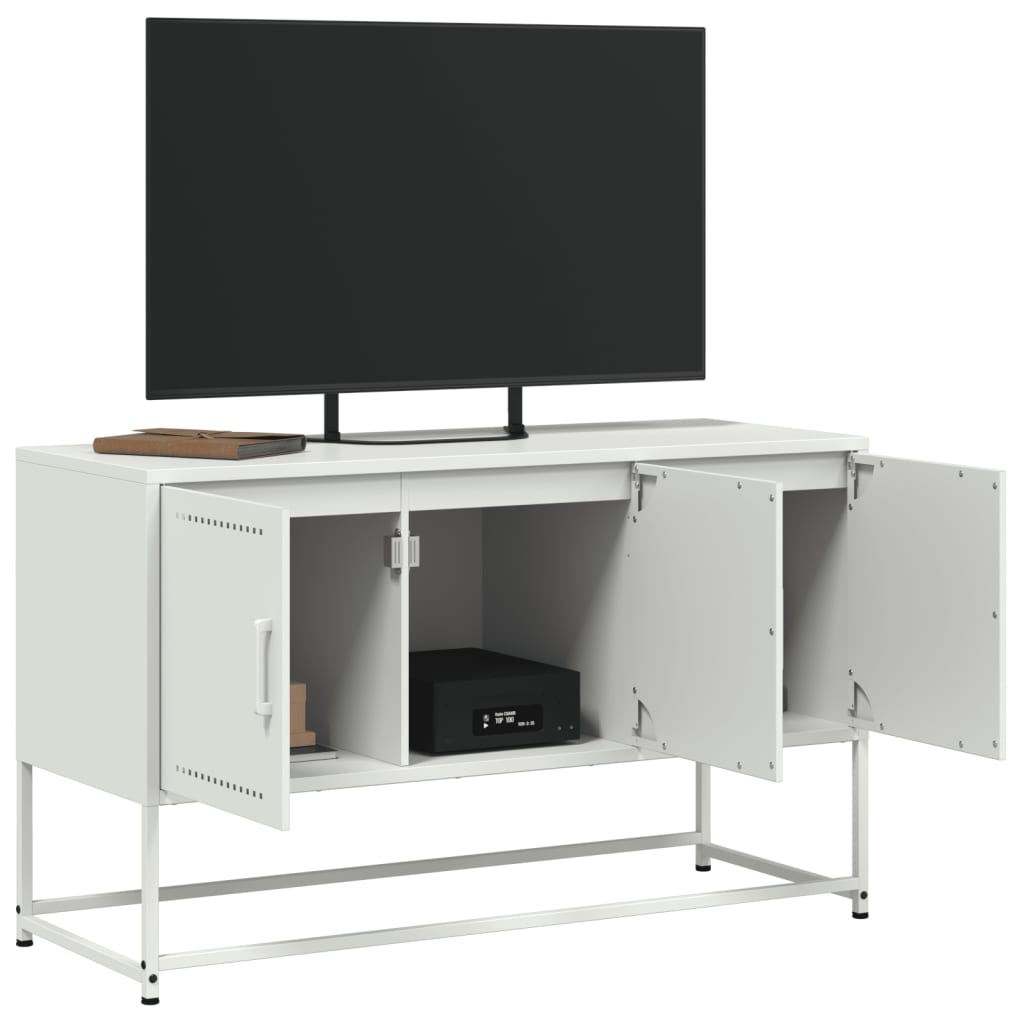 vidaXL Dulap TV, alb, 100,5x39x60,5 cm, oțel vidaXL Dulap TV, alb, 100,5x39x60,5 cm, oțel