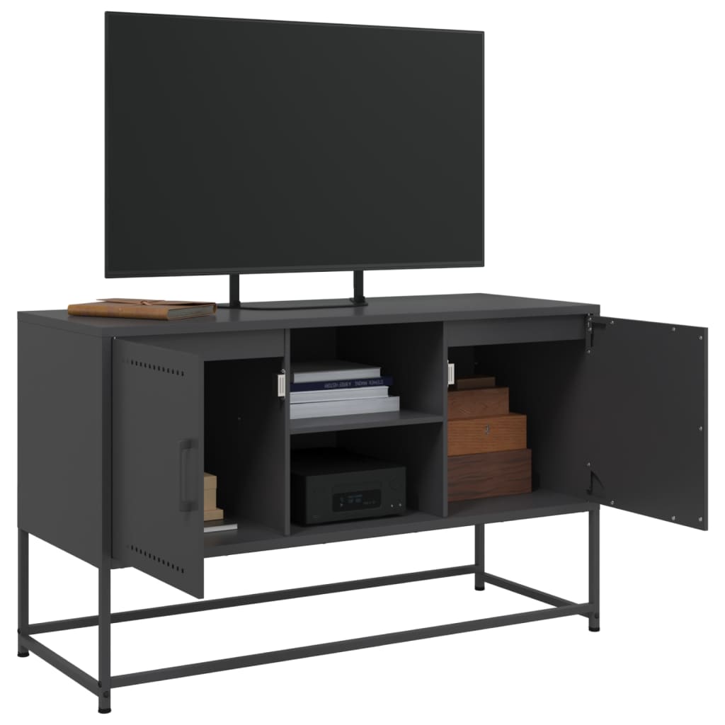 vidaXL Dulap TV, negru, 68,5x39x60,5 cm, oțel vidaXL Dulap TV, negru, 68,5x39x60,5 cm, oțel