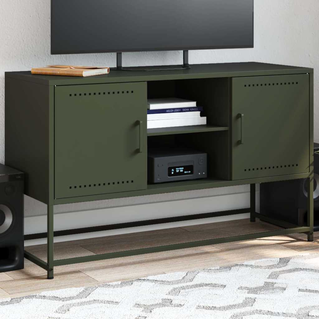 vidaXL Dulap TV, verde măsliniu, 100,5x39x60,5 cm, oțel