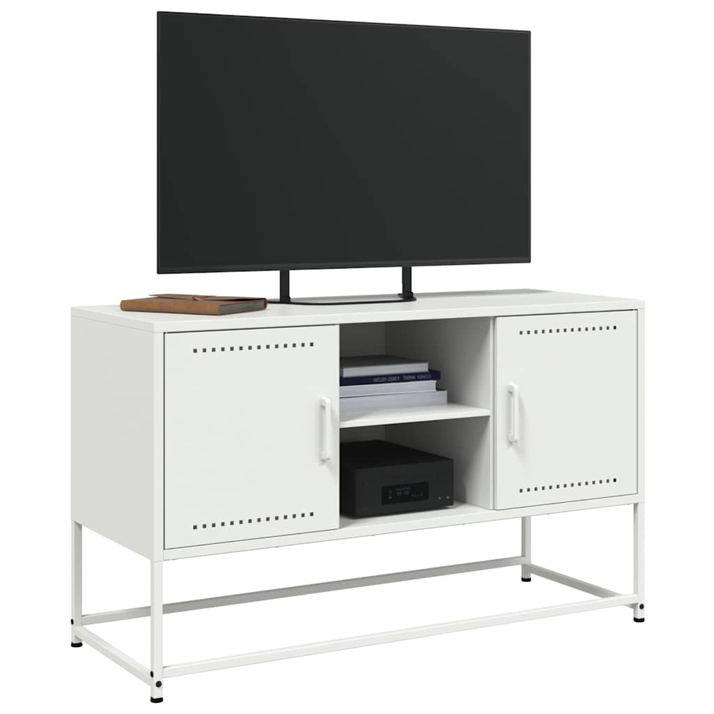 vidaXL Dulap TV, alb, 100,5x39x60,5 cm, oțel vidaXL Dulap TV, alb, 100,5x39x60,5 cm, oțel