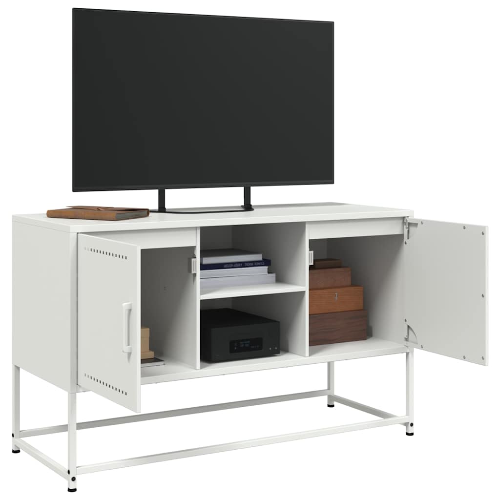vidaXL Dulap TV, alb, 100,5x39x60,5 cm, oțel vidaXL Dulap TV, alb, 100,5x39x60,5 cm, oțel