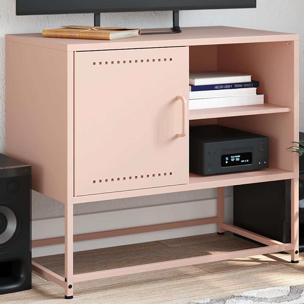 vidaXL Dulap TV, roz, 68x39x60,5 cm, oțel vidaXL Dulap TV, roz, 68x39x60,5 cm, oțel