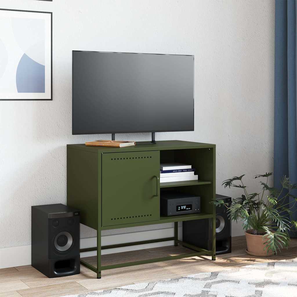 vidaXL Dulap TV, verde măsliniu, 68x39x60,5 cm, oțel vidaXL Dulap TV, verde măsliniu, 68x39x60,5 cm, oțel