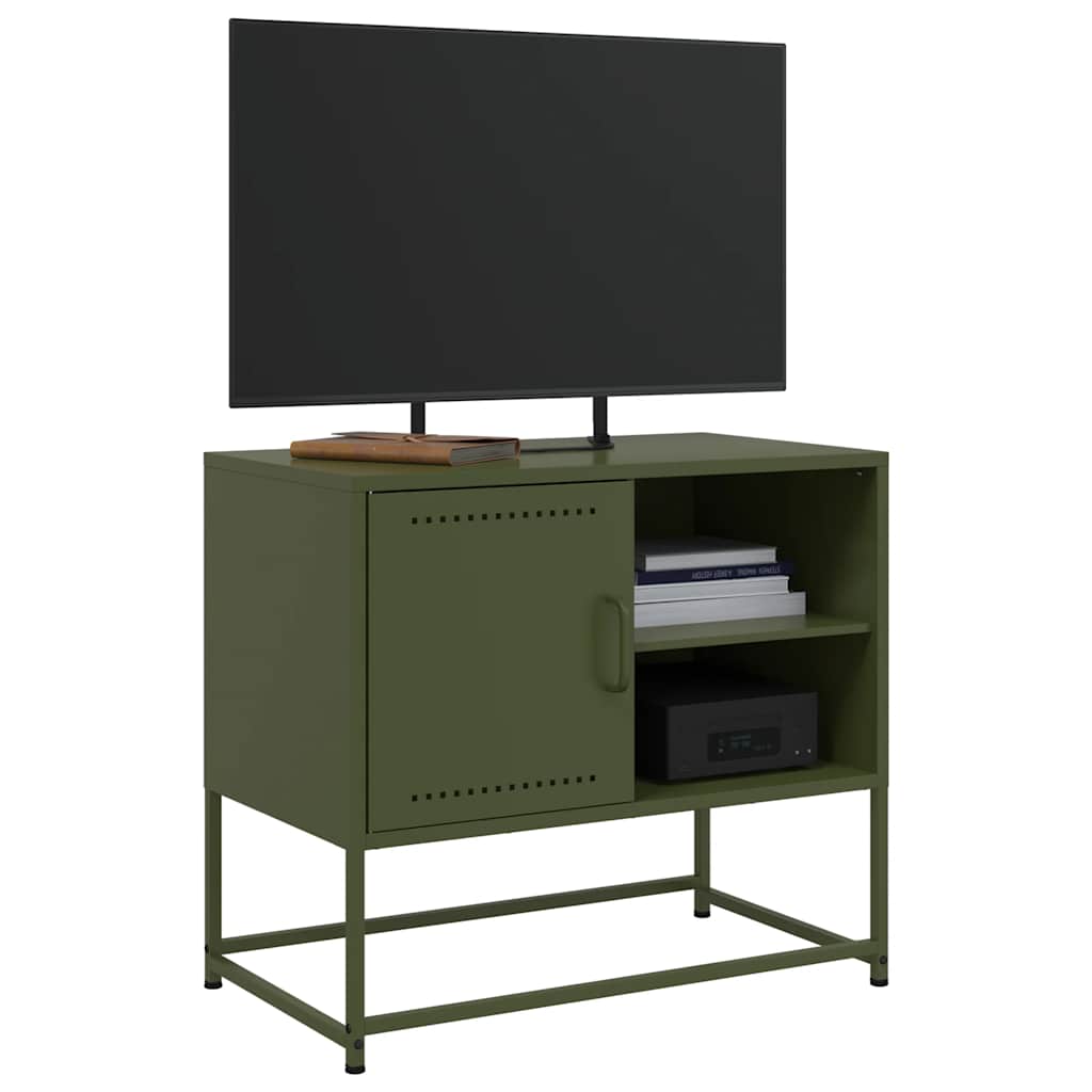 vidaXL Dulap TV, verde măsliniu, 68x39x60,5 cm, oțel vidaXL Dulap TV, verde măsliniu, 68x39x60,5 cm, oțel