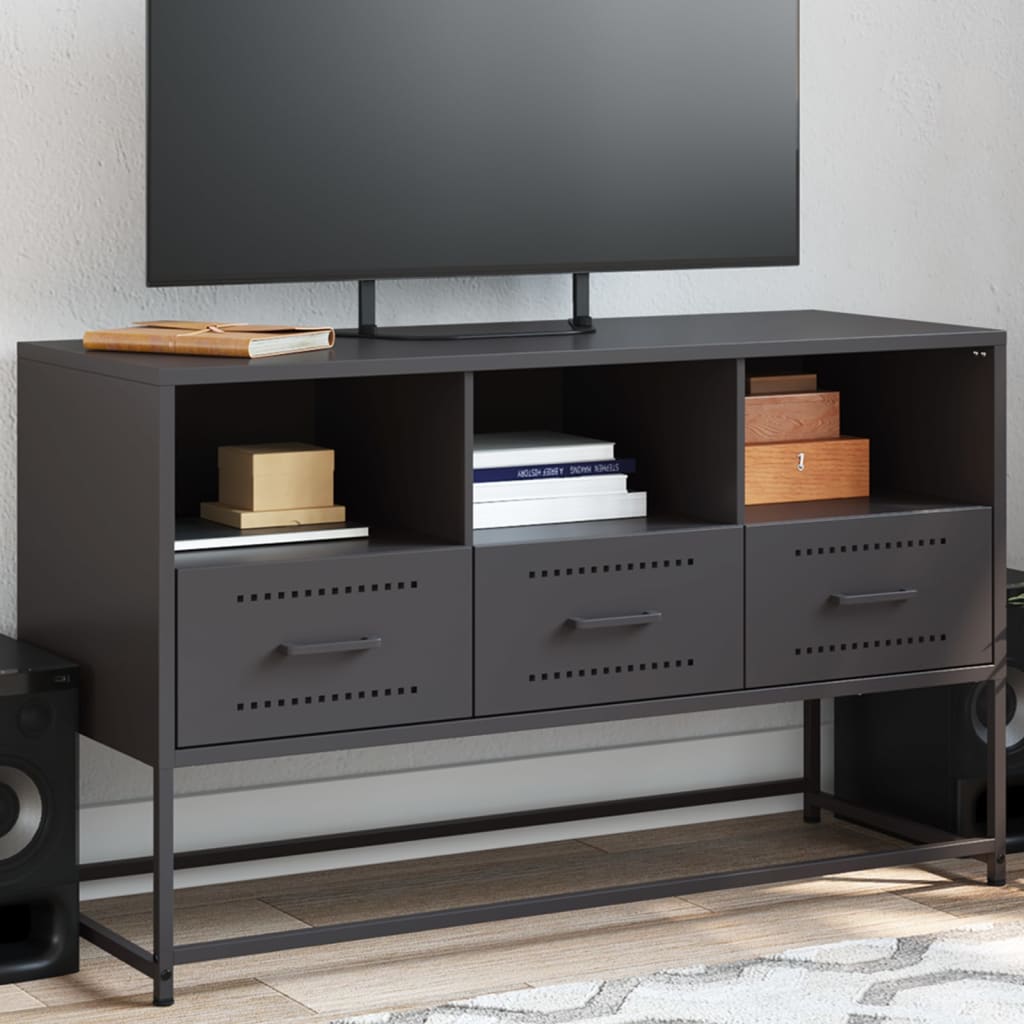 vidaXL Dulap TV, negru, 68,5x39x60,5 cm, oțel vidaXL Dulap TV, negru, 68,5x39x60,5 cm, oțel