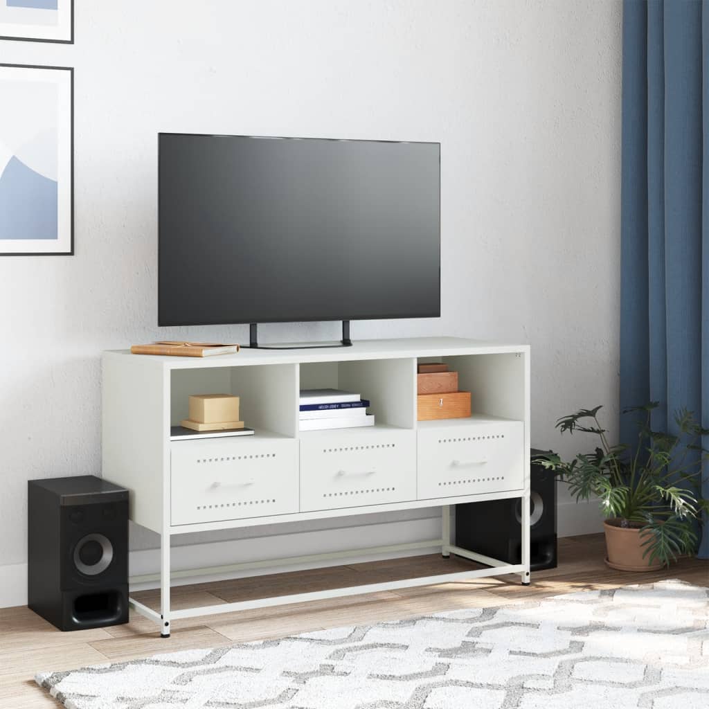 vidaXL Dulap TV, alb, 100,5x39x60,5 cm, oțel vidaXL Dulap TV, alb, 100,5x39x60,5 cm, oțel