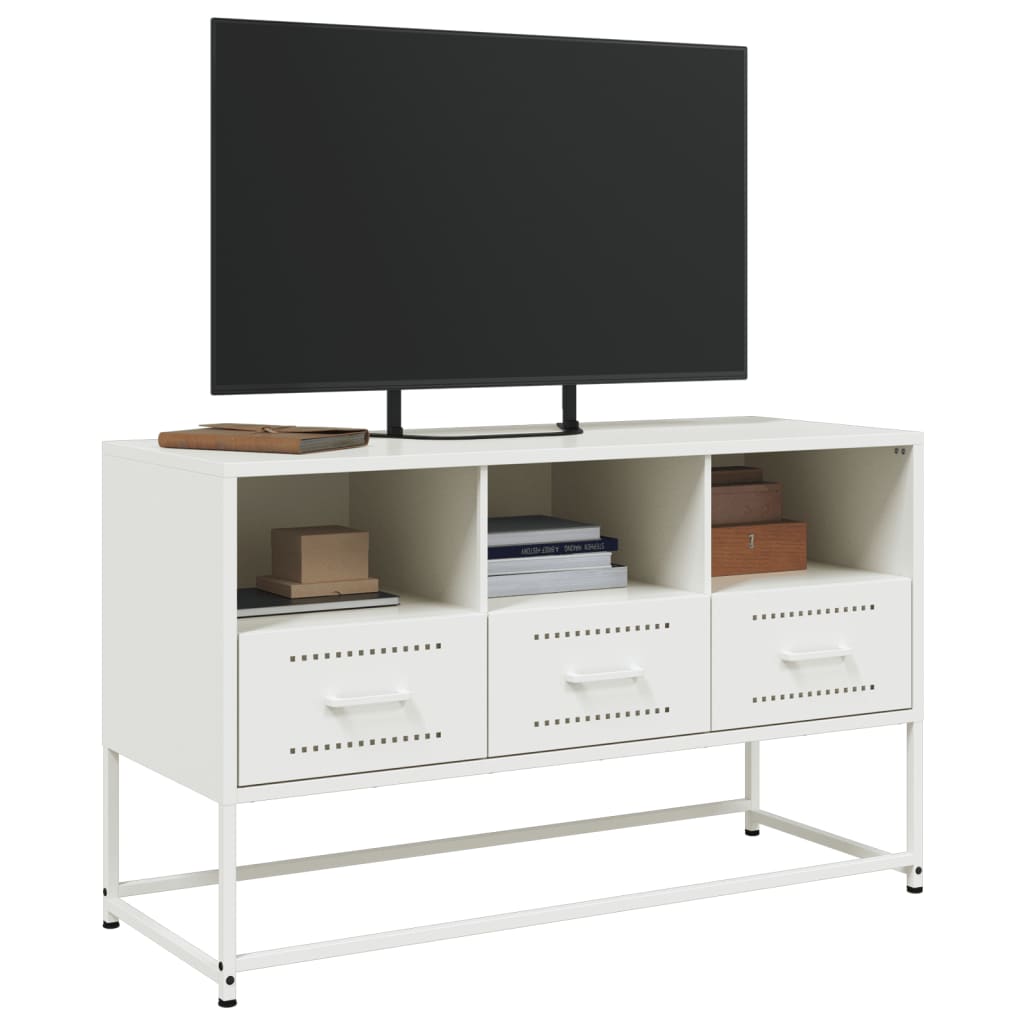 vidaXL Dulap TV, alb, 100,5x39x60,5 cm, oțel vidaXL Dulap TV, alb, 100,5x39x60,5 cm, oțel
