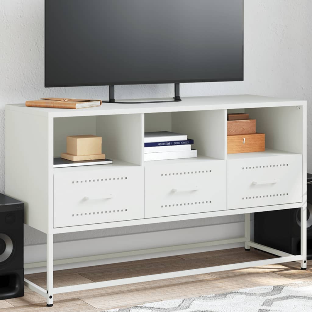 vidaXL Dulap TV, alb, 100,5x39x60,5 cm, oțel vidaXL Dulap TV, alb, 100,5x39x60,5 cm, oțel
