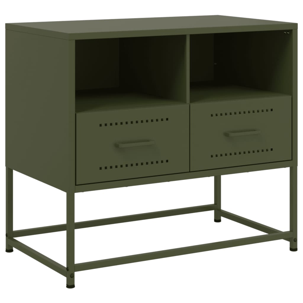 vidaXL Dulap TV, verde măsliniu, 68x39x60,5 cm, oțel vidaXL Dulap TV, verde măsliniu, 68x39x60,5 cm, oțel