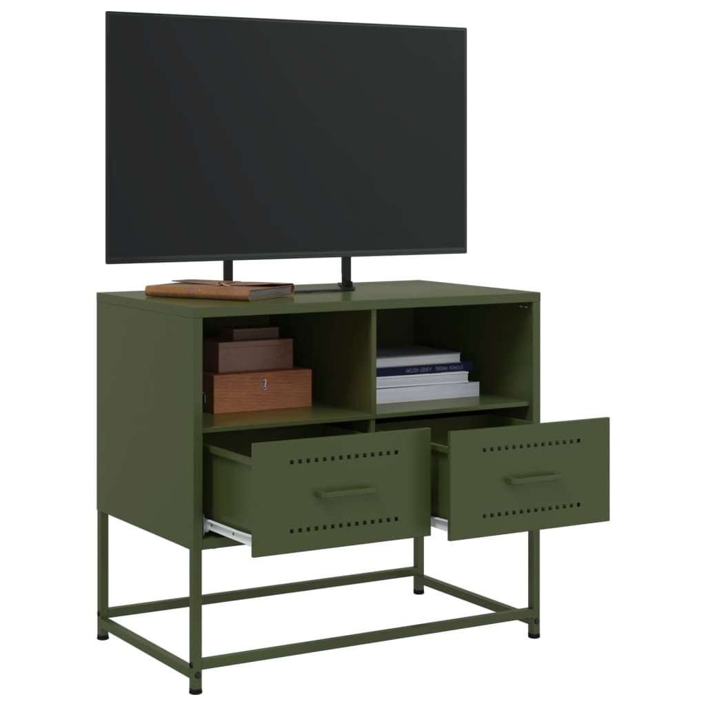 vidaXL Dulap TV, verde măsliniu, 68x39x60,5 cm, oțel vidaXL Dulap TV, verde măsliniu, 68x39x60,5 cm, oțel