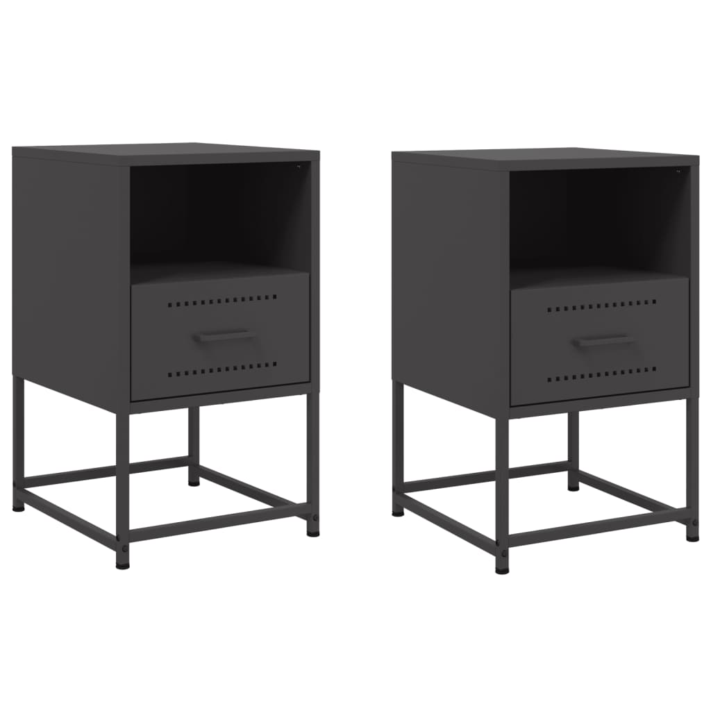vidaXL Noptiere, 2 buc., negru, 36x39x60,5 cm, oțel vidaXL Noptiere, 2 buc., negru, 36x39x60,5 cm, oțel