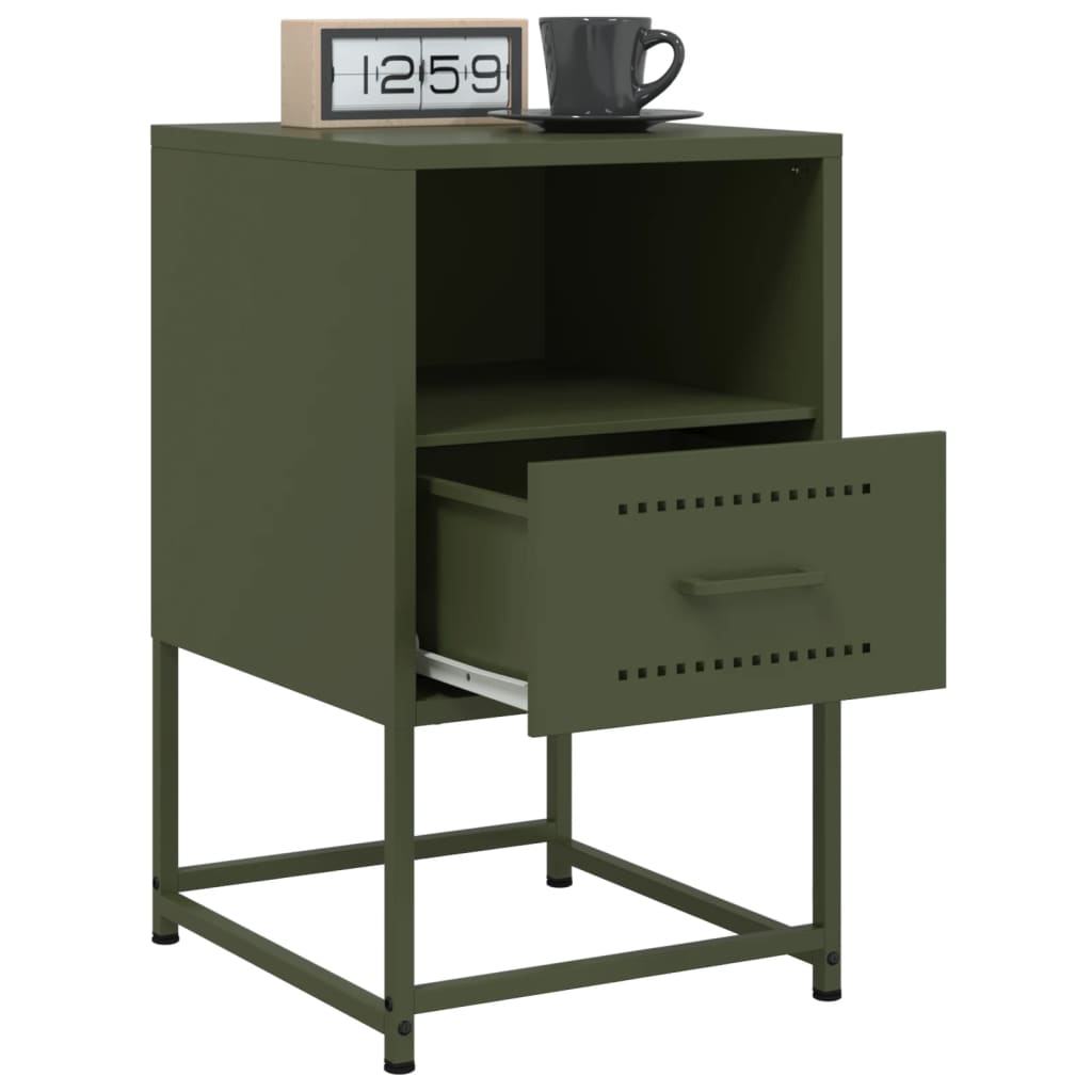 vidaXL Noptiere, 2 buc., verde olive, 36x39x60,5 cm, oțel vidaXL Noptiere, 2 buc., verde olive, 36x39x60,5 cm, oțel