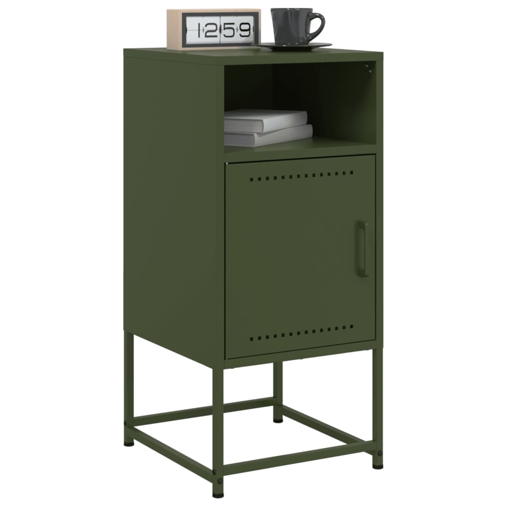 vidaXL Noptiere, 2 buc., verde olive, 36x39x78 cm, oțel vidaXL Noptiere, 2 buc., verde olive, 36x39x78 cm, oțel