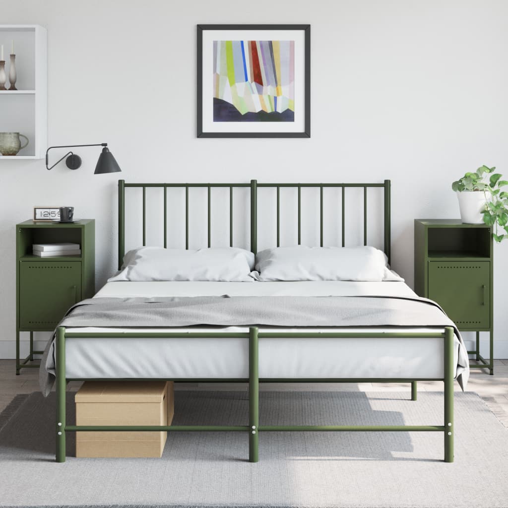 vidaXL Noptiere, 2 buc., verde olive, 36x39x78 cm, oțel vidaXL Noptiere, 2 buc., verde olive, 36x39x78 cm, oțel