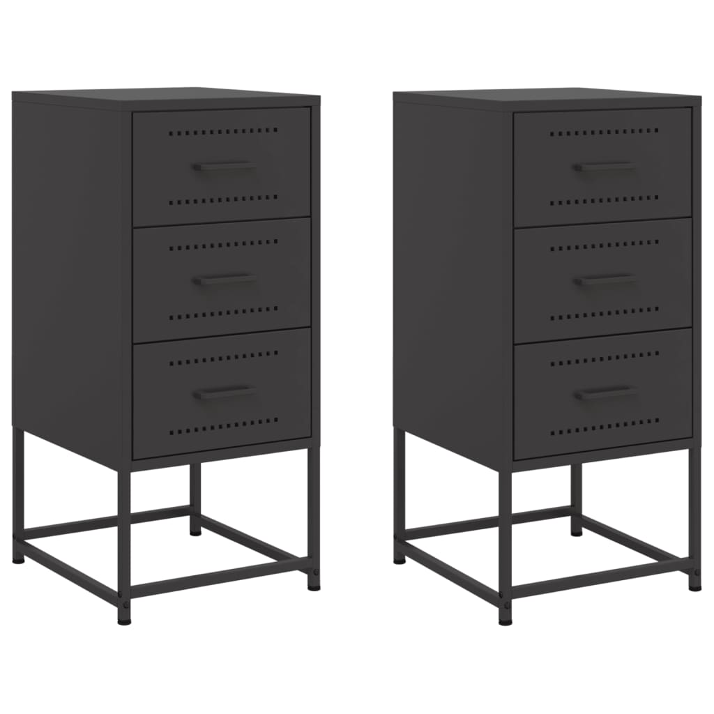 vidaXL Noptiere, 2 buc., negru, 36x39x78 cm, oțel vidaXL Noptiere, 2 buc., negru, 36x39x78 cm, oțel