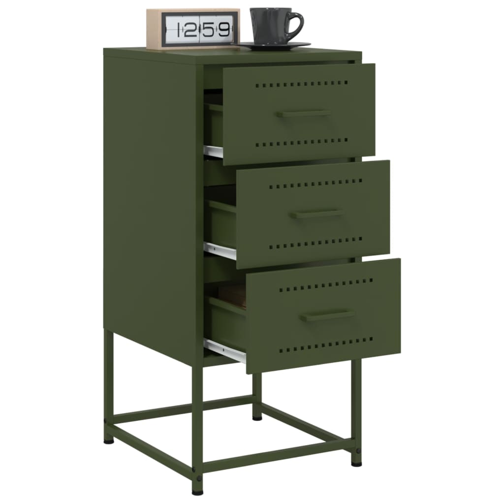 vidaXL Noptiere, 2 buc., verde olive, 36x39x78 cm, oțel vidaXL Noptiere, 2 buc., verde olive, 36x39x78 cm, oțel