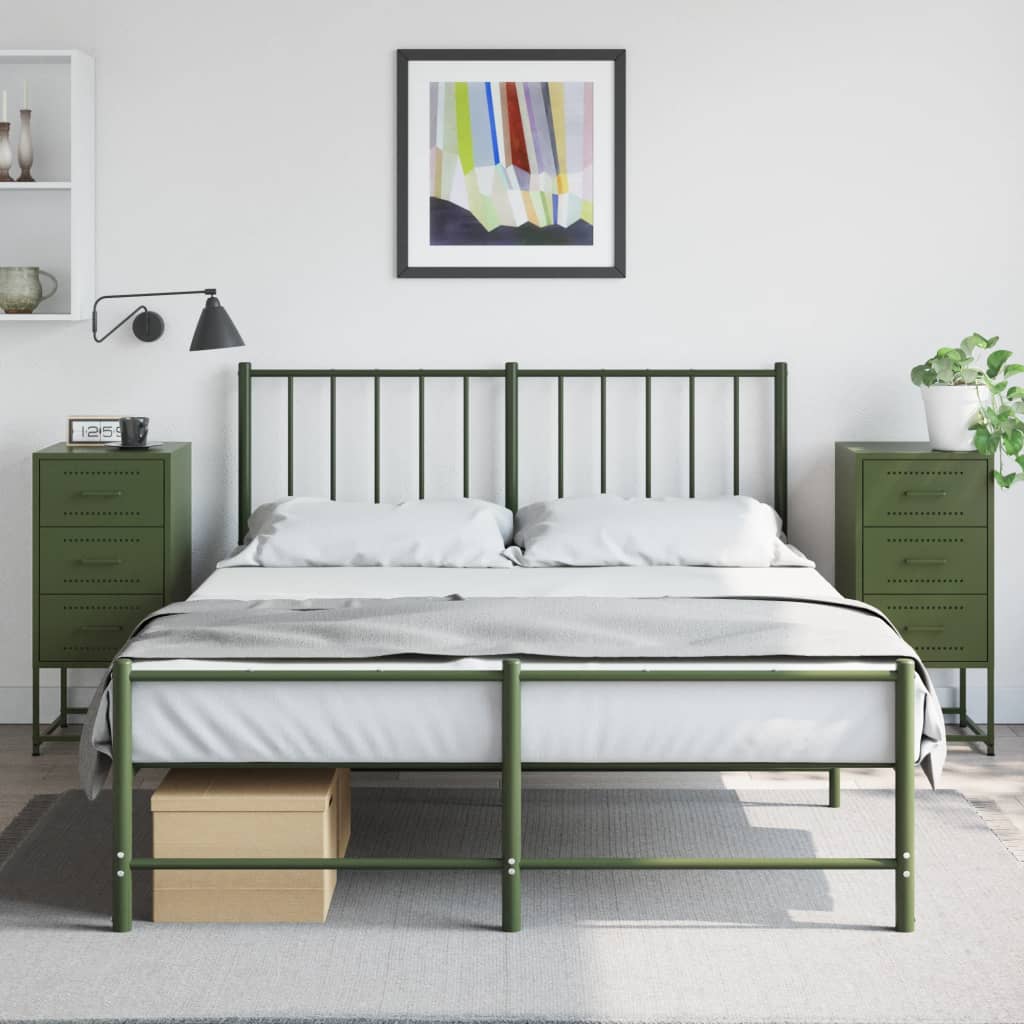 vidaXL Noptiere, 2 buc., verde olive, 36x39x78 cm, oțel vidaXL Noptiere, 2 buc., verde olive, 36x39x78 cm, oțel