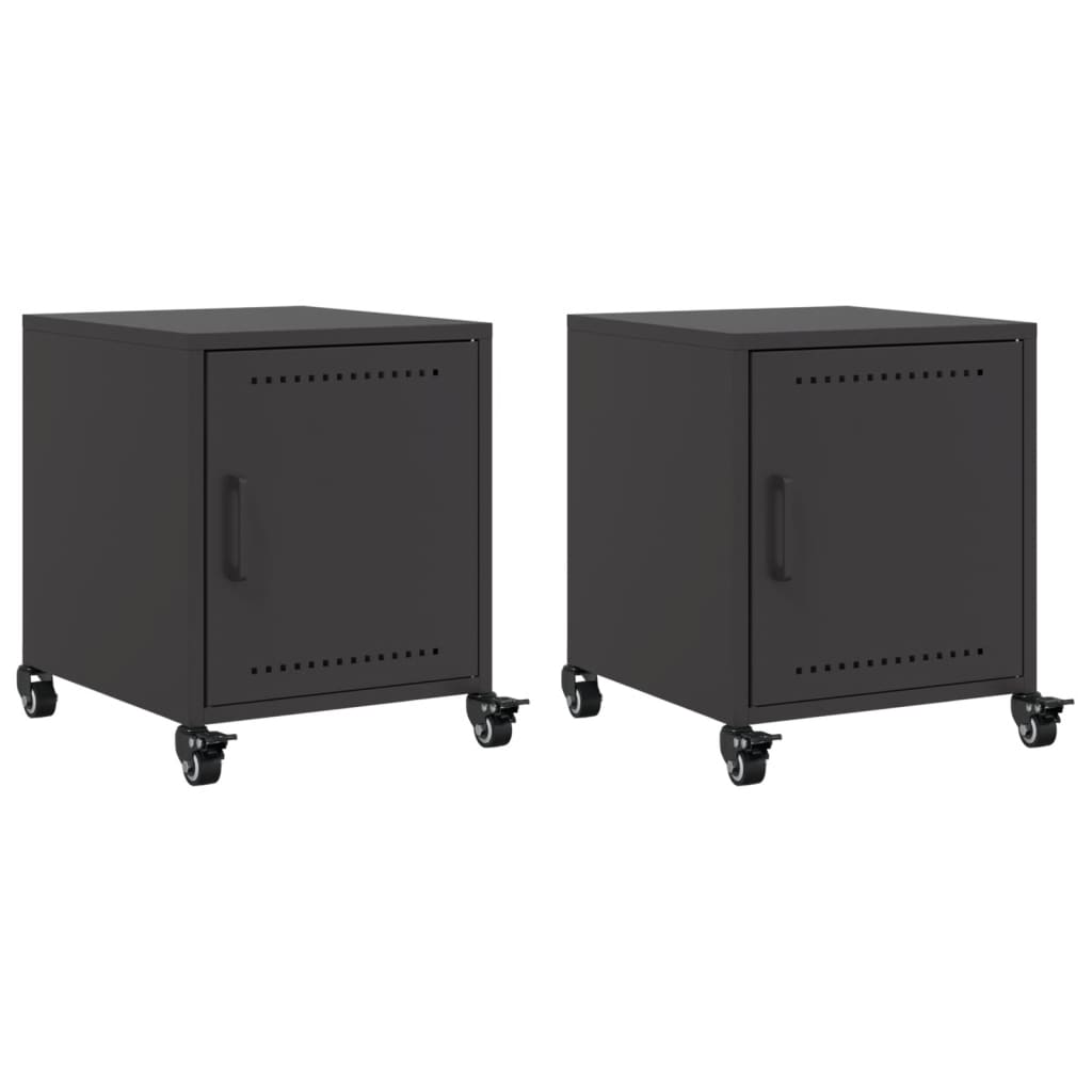 vidaXL Noptiere, 2 buc., negru, 36x39x43,5 cm, oțel vidaXL Noptiere, 2 buc., negru, 36x39x43,5 cm, oțel