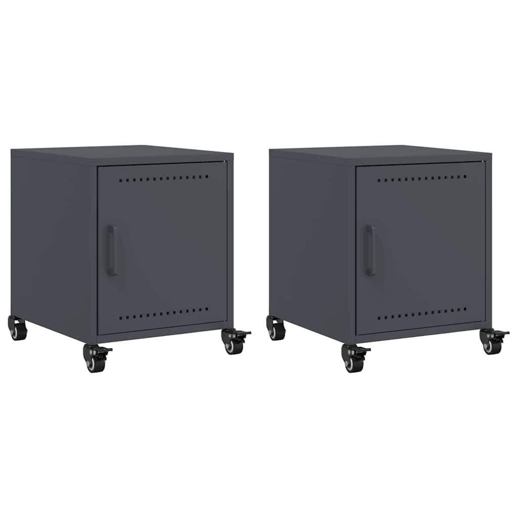 vidaXL Noptiere, 2 buc., antracit, 36x39x43,5 cm, oțel vidaXL Noptiere, 2 buc., antracit, 36x39x43,5 cm, oțel