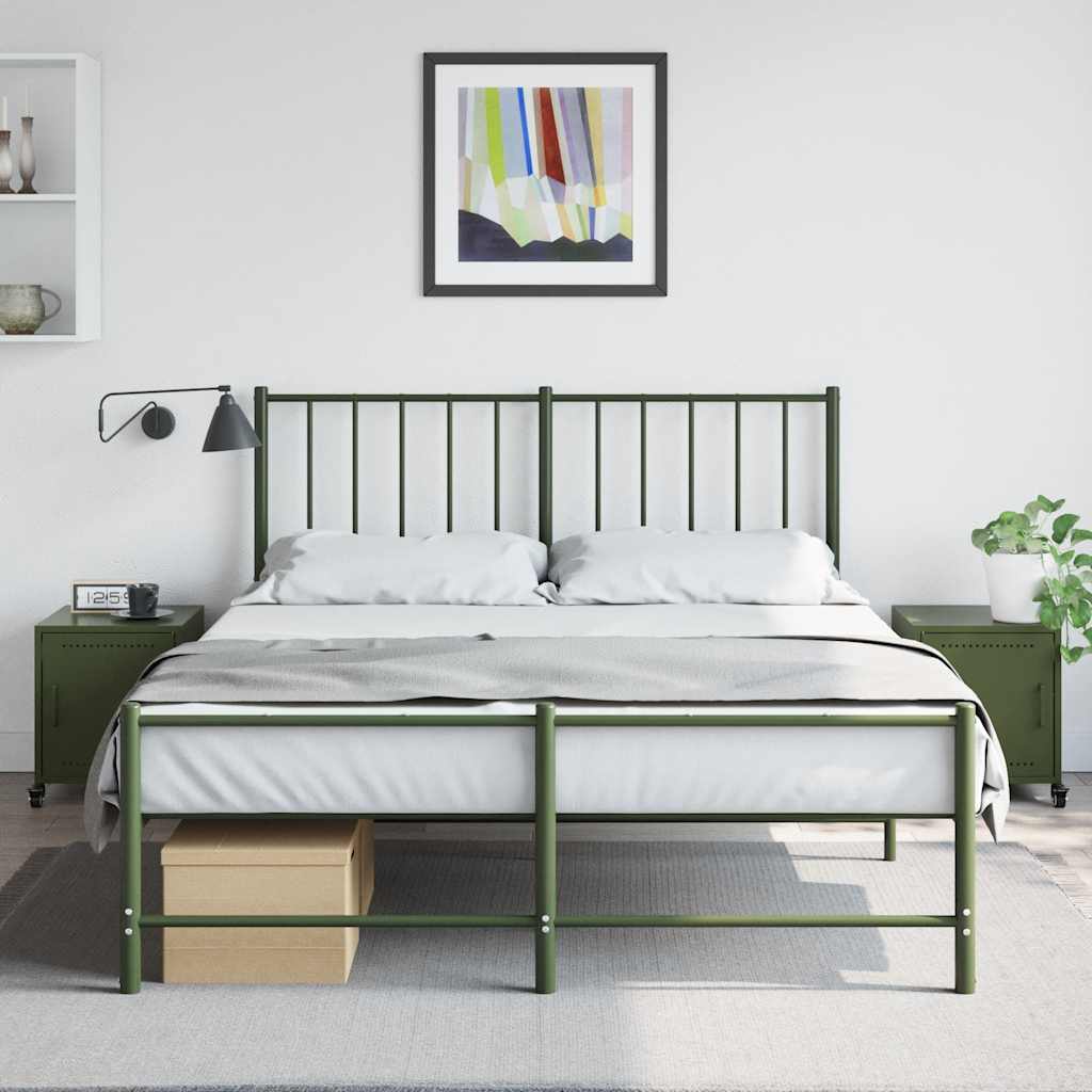 vidaXL Noptiere, 2 buc., verde olive, 36x39x43,5 cm, oțel vidaXL Noptiere, 2 buc., verde olive, 36x39x43,5 cm, oțel