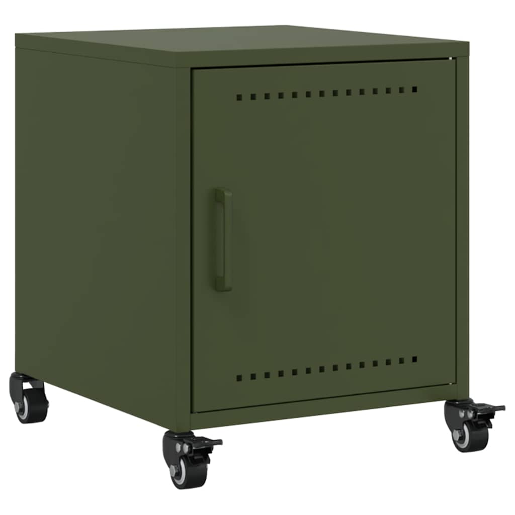 vidaXL Noptiere, 2 buc., verde olive, 36x39x43,5 cm, oțel vidaXL Noptiere, 2 buc., verde olive, 36x39x43,5 cm, oțel