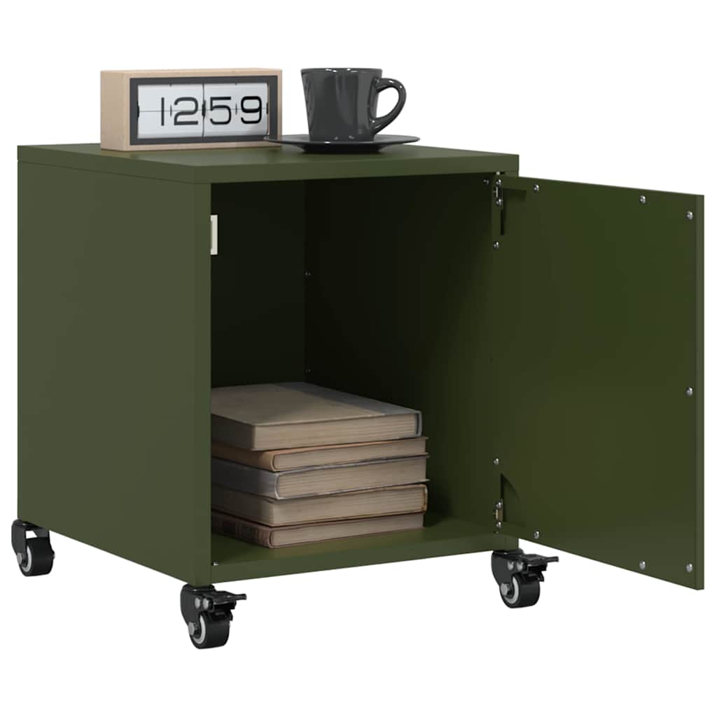 vidaXL Noptiere, 2 buc., verde olive, 36x39x43,5 cm, oțel vidaXL Noptiere, 2 buc., verde olive, 36x39x43,5 cm, oțel
