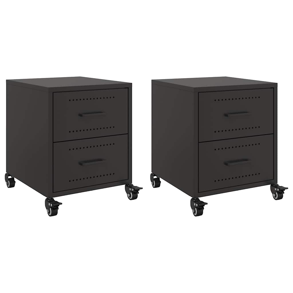 vidaXL Noptiere, 2 buc., negru, 36x39x43,5 cm, oțel vidaXL Noptiere, 2 buc., negru, 36x39x43,5 cm, oțel