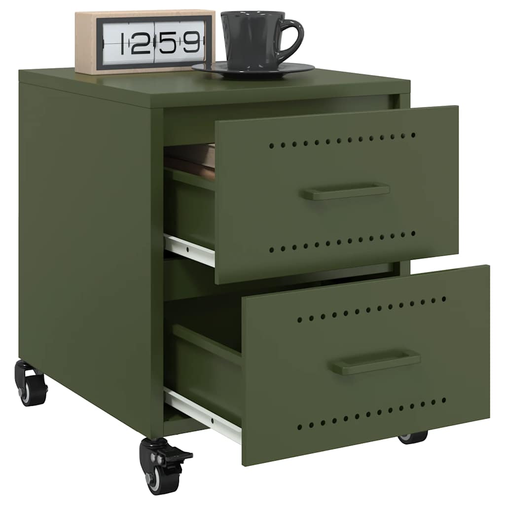 vidaXL Noptiere, 2 buc., verde olive, 36x39x43,5 cm, oțel vidaXL Noptiere, 2 buc., verde olive, 36x39x43,5 cm, oțel