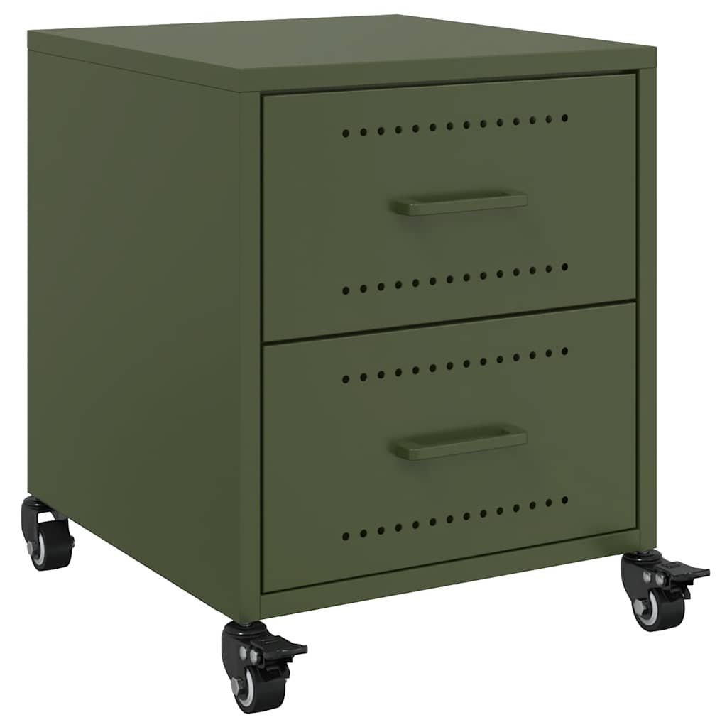 vidaXL Noptiere, 2 buc., verde olive, 36x39x43,5 cm, oțel vidaXL Noptiere, 2 buc., verde olive, 36x39x43,5 cm, oțel