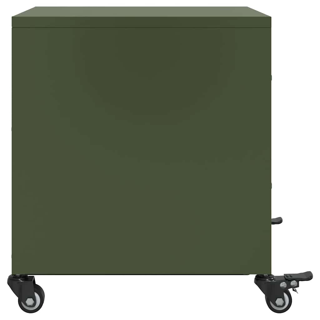 vidaXL Noptiere, 2 buc., verde olive, 36x39x43,5 cm, oțel vidaXL Noptiere, 2 buc., verde olive, 36x39x43,5 cm, oțel