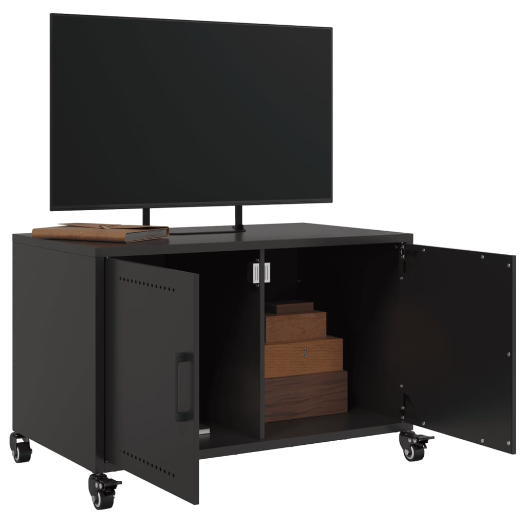 vidaXL Dulap TV, negru, 68x39x43,5 cm, oțel vidaXL Dulap TV, negru, 68x39x43,5 cm, oțel