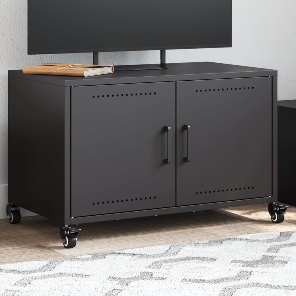 vidaXL Dulap TV, negru, 68x39x43,5 cm, oțel vidaXL Dulap TV, negru, 68x39x43,5 cm, oțel