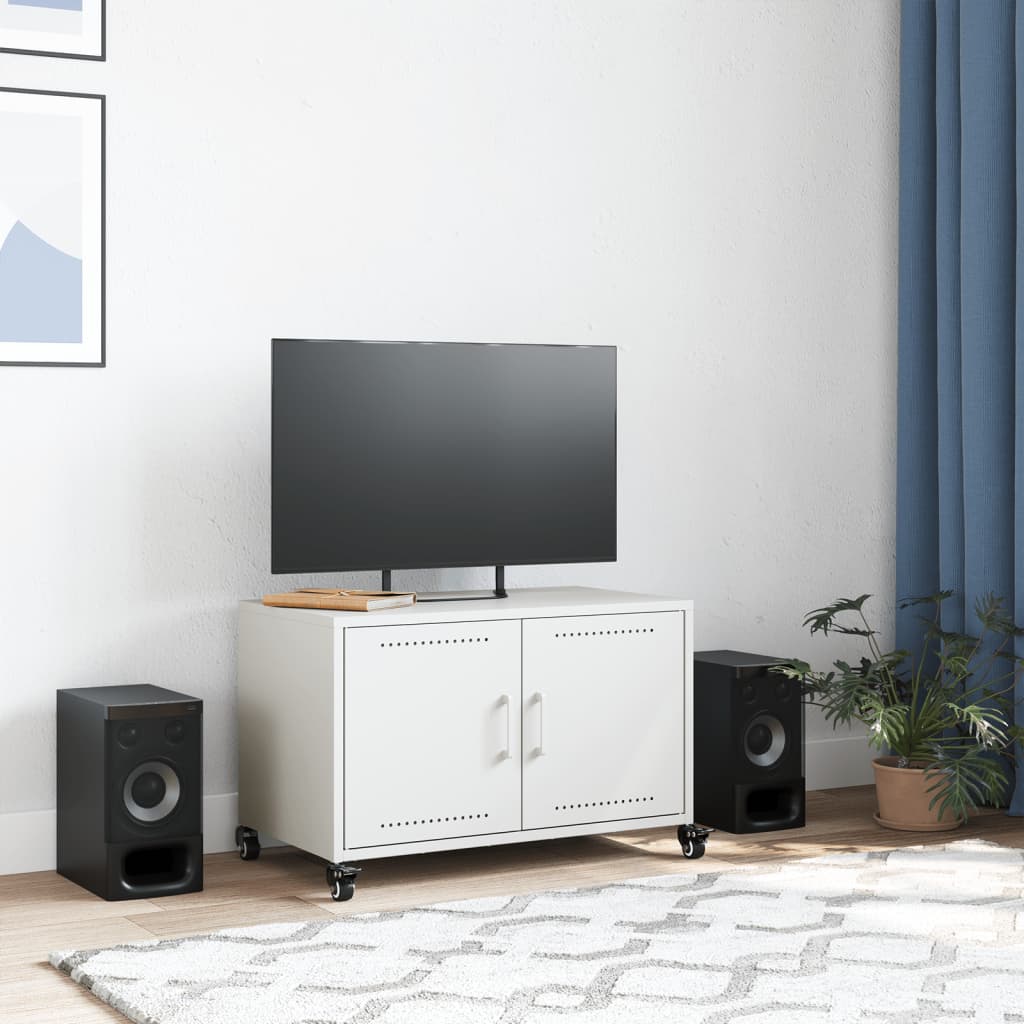 vidaXL Dulap TV, alb, 68x39x43,5 cm, oțel vidaXL Dulap TV, alb, 68x39x43,5 cm, oțel