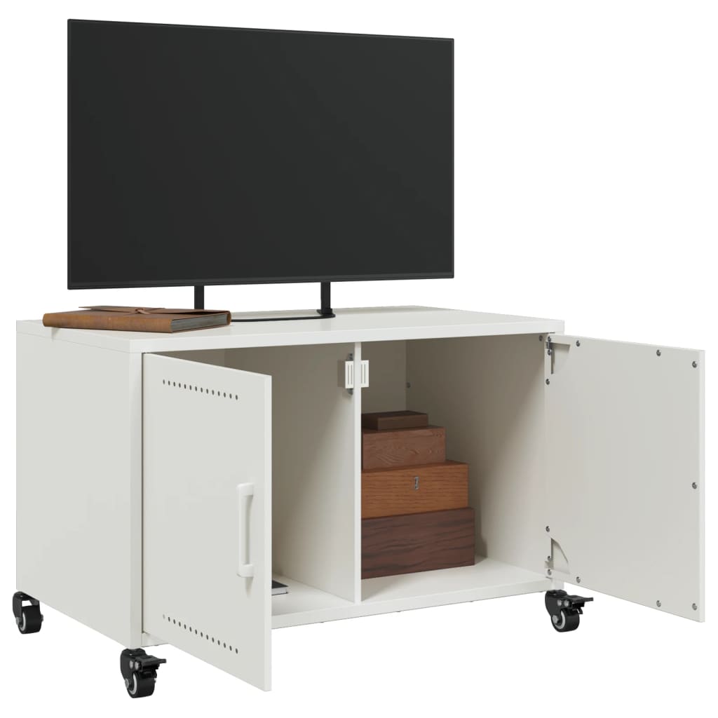 vidaXL Dulap TV, alb, 68x39x43,5 cm, oțel vidaXL Dulap TV, alb, 68x39x43,5 cm, oțel