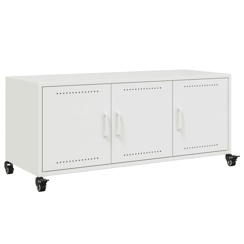 vidaXL Dulap TV, alb, 100,5x39x43,5 cm, oțel vidaXL Dulap TV, alb, 100,5x39x43,5 cm, oțel