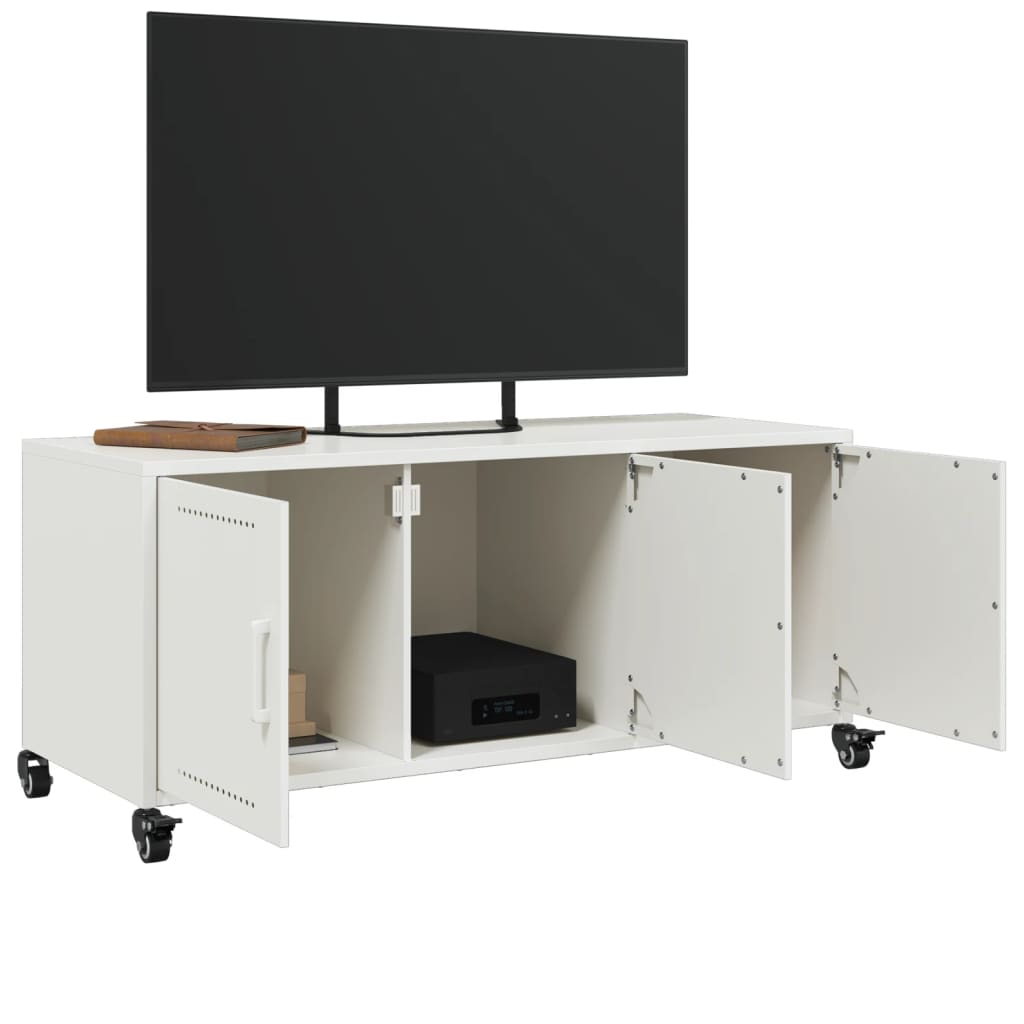vidaXL Dulap TV, alb, 100,5x39x43,5 cm, oțel vidaXL Dulap TV, alb, 100,5x39x43,5 cm, oțel