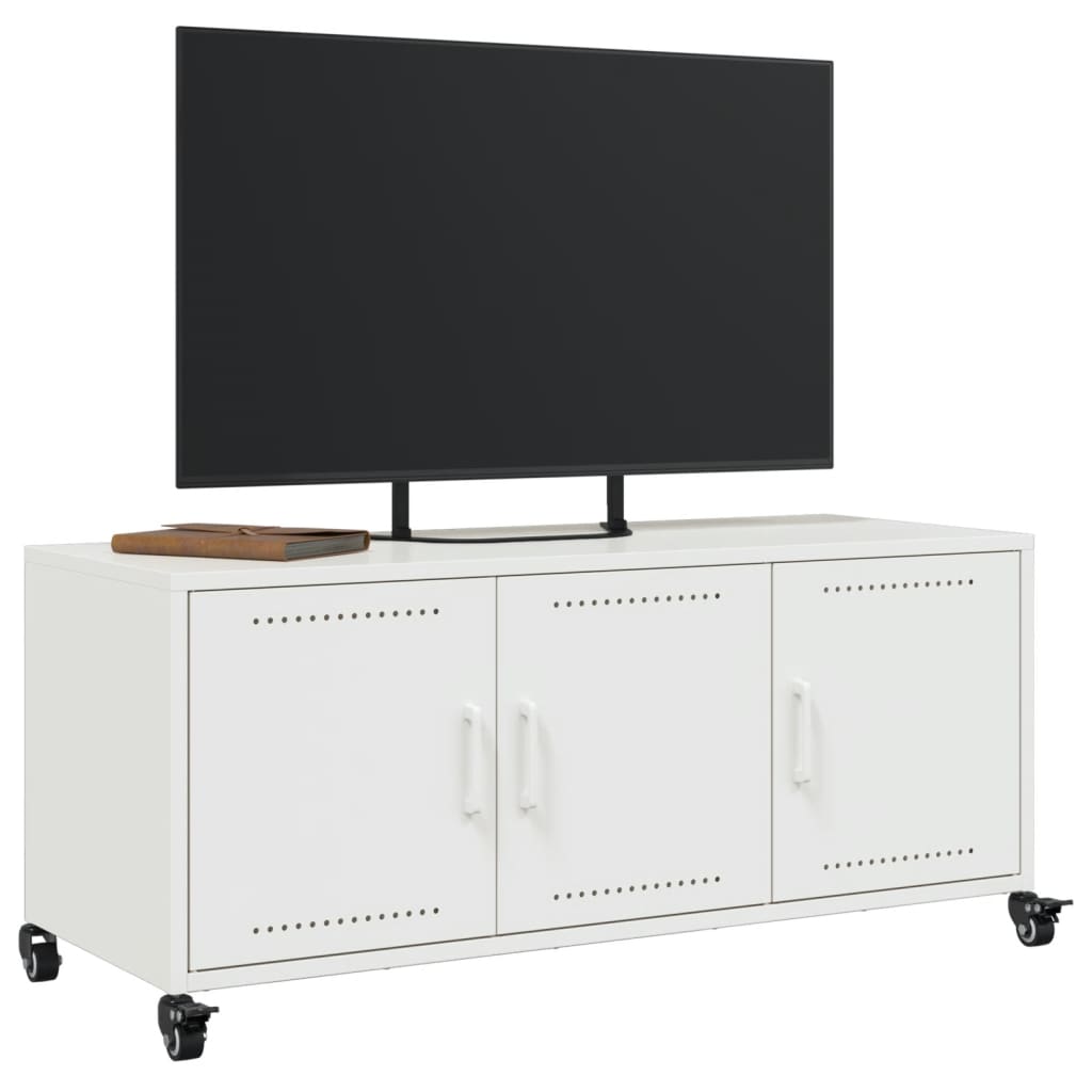vidaXL Dulap TV, alb, 100,5x39x43,5 cm, oțel vidaXL Dulap TV, alb, 100,5x39x43,5 cm, oțel