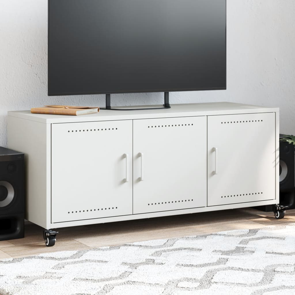 vidaXL Dulap TV, alb, 100,5x39x43,5 cm, oțel vidaXL Dulap TV, alb, 100,5x39x43,5 cm, oțel