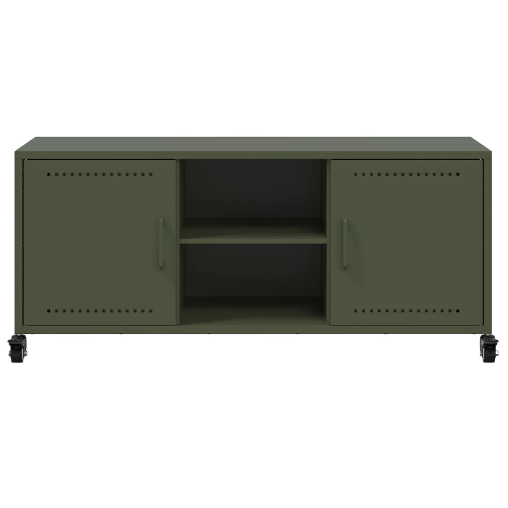 vidaXL Dulap TV, verde măsliniu, 100,5x39x43,5 cm, oțel vidaXL Dulap TV, verde măsliniu, 100,5x39x43,5 cm, oțel