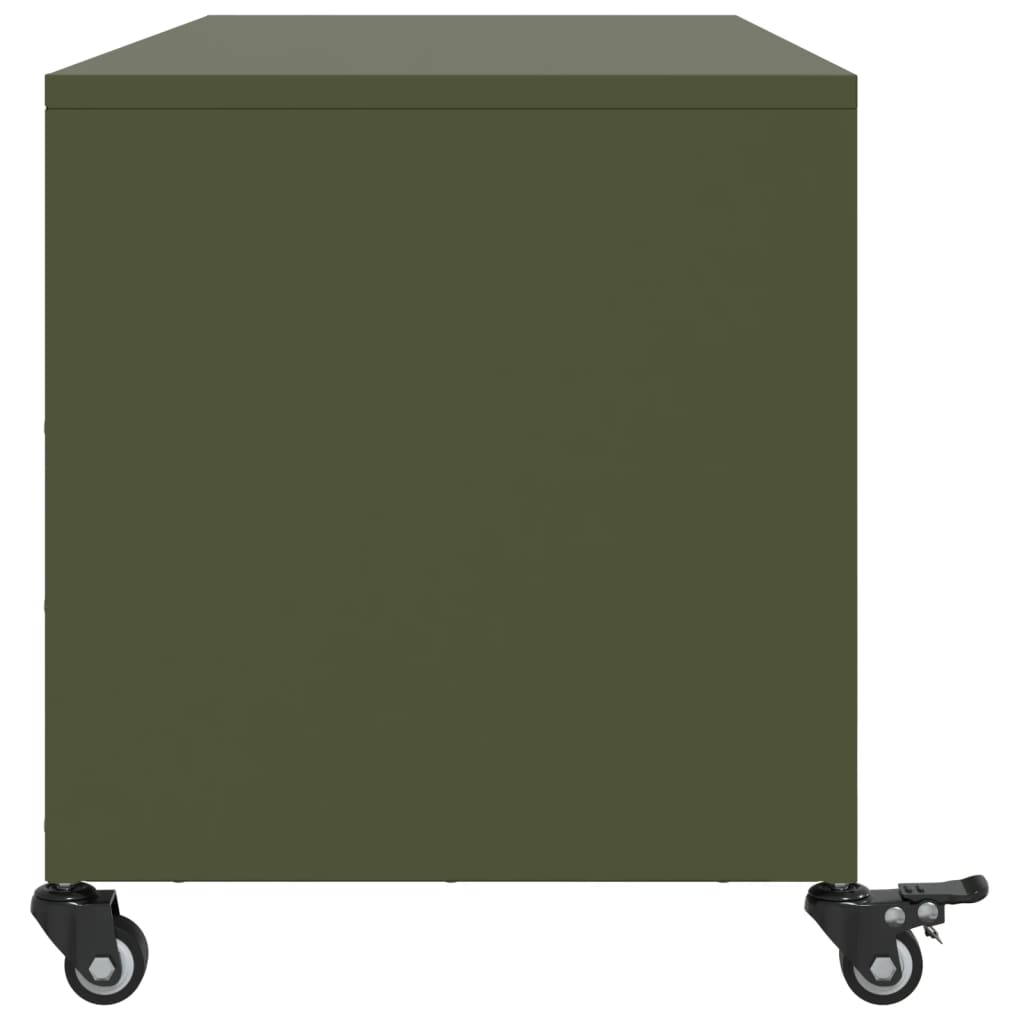 vidaXL Dulap TV, verde măsliniu, 100,5x39x43,5 cm, oțel vidaXL Dulap TV, verde măsliniu, 100,5x39x43,5 cm, oțel