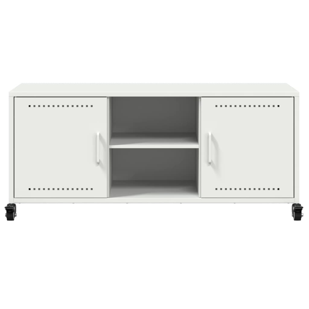 vidaXL Dulap TV, alb, 100,5x39x43,5 cm, oțel vidaXL Dulap TV, alb, 100,5x39x43,5 cm, oțel