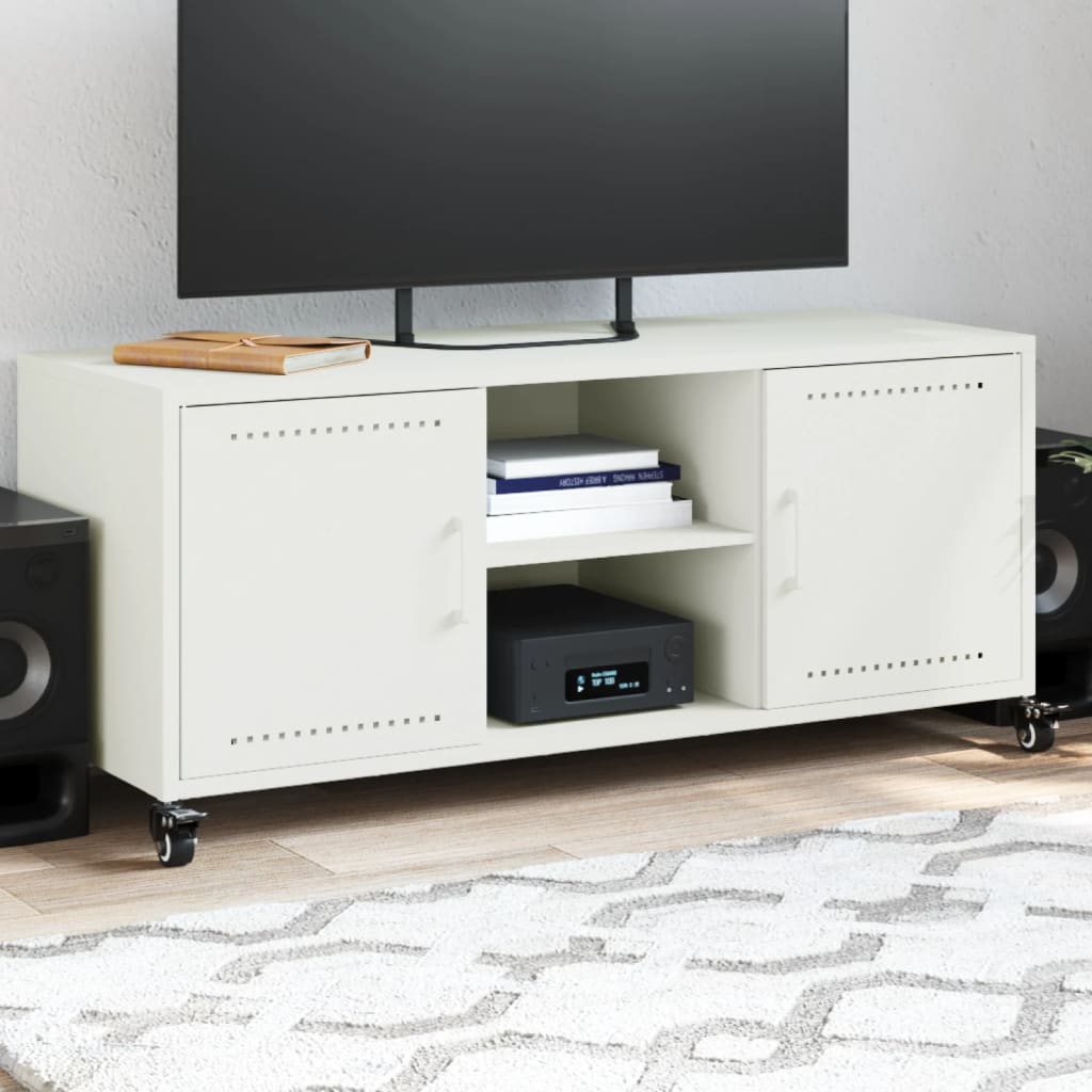 vidaXL Dulap TV, alb, 100,5x39x43,5 cm, oțel vidaXL Dulap TV, alb, 100,5x39x43,5 cm, oțel