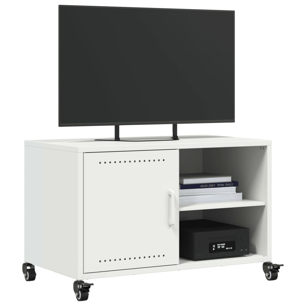 vidaXL Dulap TV, alb, 68x39x43,5 cm, oțel vidaXL Dulap TV, alb, 68x39x43,5 cm, oțel