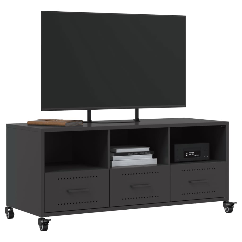 vidaXL Dulap TV, negru, 100,5x39x43,5 cm, oțel