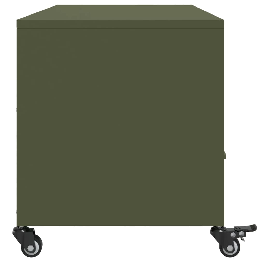 vidaXL Dulap TV, verde măsliniu, 100,5x39x43,5 cm, oțel vidaXL Dulap TV, verde măsliniu, 100,5x39x43,5 cm, oțel